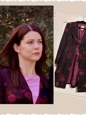 ASO Gilmore Girls Black Jacquard Rose Floral Jacket As Seen On Lorelai Vintage